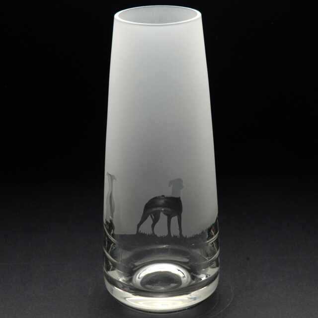 Whippet Dog Glass Bud Vase - Etched Engraved Glassware Home & Bar Decor - image 1