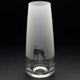 Whippet Dog Glass Bud Vase - Etched Engraved Glassware Home & Bar Decor - thumbnail 3