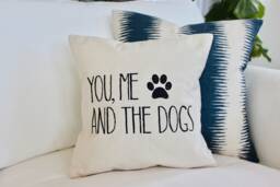 Dog Lover Gift - You Me & The Dog Pillow Cover Housewarming Gift Couple Pet Lover Wedding - thumbnail 1