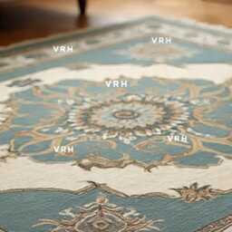 Hand Knotted Oushak Wool Rug - 8x10 Turkish Carpet, Blue Olive Floral - thumbnail 3