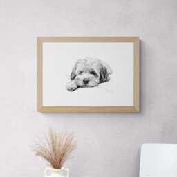 Sleeping Lhasa Apso Print, Dog Vintage Sketch, Farmhouse Decor, Gifts - thumbnail 3