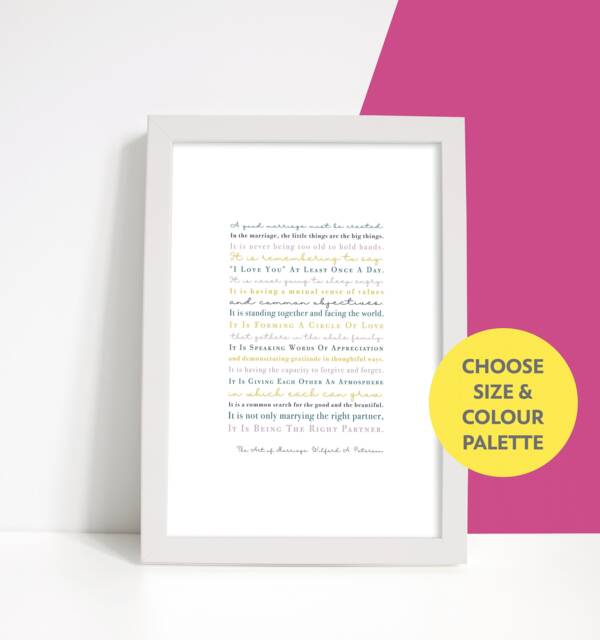 The Art Of Marriage Quote Short Version By Wilferd Peterson, Wedding Poem Print - image 1