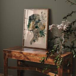 Floral Woman Portrait Print Modern Ai Watercolor Art - thumbnail 2