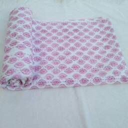 Pink Indian Handmade Floral Kantha Quilt Pure Cotton Decorative Handblock Bedspread Size Multi - thumbnail 1