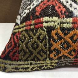 Vintage Turkish Kilim Pillow Cover, Handwoven Ethnic Throw, 20x20 - thumbnail 3