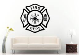 Fireman Fire Man Department Logo Emblem Wall Decal Vinyl Sticker Mural Room Decor L918 - thumbnail 1