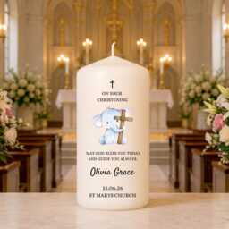 Personalised Christening Candle - On Your Day Baby Gift Custom Name & Date Keepsake Colours