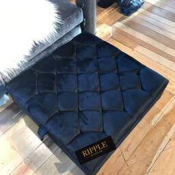 Handcrafted Black Ottoman Footstool Storage Coffee Table- Plush Velvet Living Room Footrest - thumbnail 2