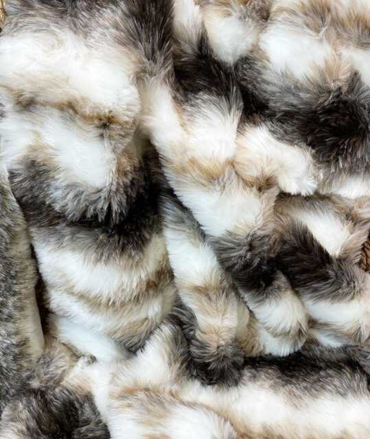 Italian Wolf Striped Faux Fur Throw - Double-Sided Luxury Blanket - image 1