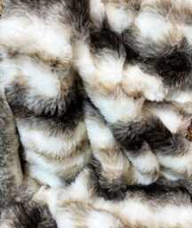 Italian Wolf Striped Faux Fur Throw - Double-Sided Luxury Blanket - thumbnail 1