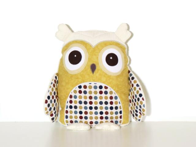 Soft Owl Pillow, Personalized Gift For Kids, Unisex, Monogrammed Child Kids Room Decor - image 1