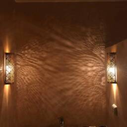 2 Handmade Moroccan Brass Wall Sconce Home Decor Light - thumbnail 2