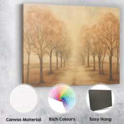 Golden Tree Lined Avenue Autumn Path Landscape Canvas Wall Art Print Decor Picture Ready To Hang - thumbnail 2