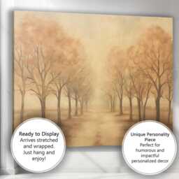 Golden Tree Lined Avenue Autumn Path Landscape Canvas Wall Art Print Decor Picture Ready To Hang - thumbnail 3