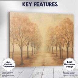 Golden Tree Lined Avenue Autumn Path Landscape Canvas Wall Art Print Decor Picture Ready To Hang - thumbnail 1
