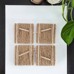 "Handmade Jute Weaved Art On Canvas Boho Wall Decor - 11""x14" - thumbnail 2