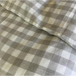 Buffalo Check Duvet Cover Set in Natural Linen, Plaid Duvet Cover Twin, Queen, King Size, Linen Bedding - thumbnail 4