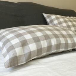 Buffalo Check Duvet Cover Set in Natural Linen, Plaid Duvet Cover Twin, Queen, King Size, Linen Bedding - thumbnail 3