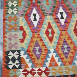 Kilim Rug Classic, Handmade Artisan Afghan Turkish, Scandinavian, Navajo, Bohemian Flatweave, Natural Wool 201x152 cm - thumbnail 2