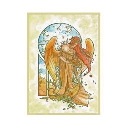 Angel Of Autumn Harvest Goddess With Wheat Crown & Cornucopia Angels The Seasons Series Mucha Inspired Art Nouveau Fine Print - thumbnail 2