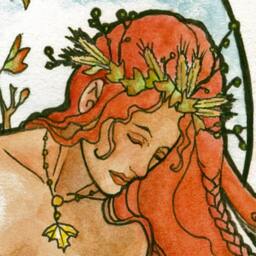 Angel Of Autumn Harvest Goddess With Wheat Crown & Cornucopia Angels The Seasons Series Mucha Inspired Art Nouveau Fine Print - thumbnail 3