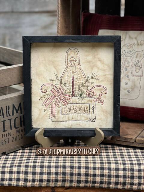 The Christmas Box Primitive Stitchery Framed Print - image 1