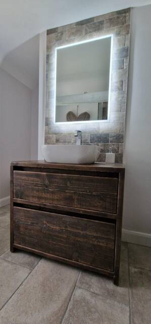 Bedford Reclaimed Wood Rustic Bathroom Vanity Unit - image 1