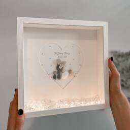 Personalised Family Wedding Pebble Art Frame, Newlyweds Keepsake Stone Art Gift