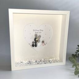 Personalised Family Wedding Pebble Art Frame, Newlyweds Keepsake Stone Art Gift - thumbnail 3