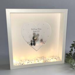Personalised Family Wedding Pebble Art Frame, Newlyweds Keepsake Stone Art Gift - thumbnail 2