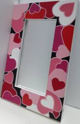 Hearts A Flutter Valentine Hand Painted Wood Mirror - thumbnail 1