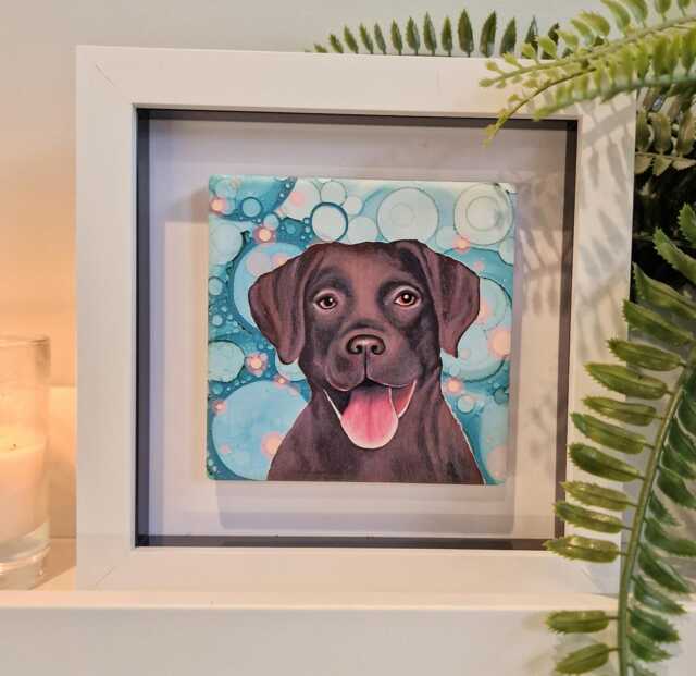 Labrador Dog Ceramic Wall Art Mini Framed Home Decor - image 1