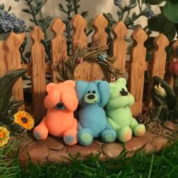 Glow in The Dark Teddy Bear Set, See No Evil, Hear Speak Polymer Clay - thumbnail 3