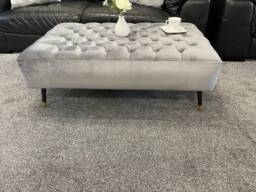 Handmade Chesterfield Velvet Footstool Coffee Table With Metal Legs