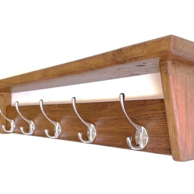 Solid Oak Coat Rack, Dark Hat Hook, Greyish Handmade Wooden