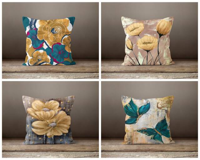 Flower Cushion Cover-Decorative Pillow Case-Housewarming Case-Flower Cover-Gift For Her Cushion-Handmade Material - image 1