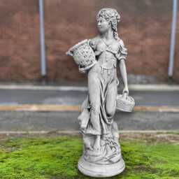 Concrete Greek Lady Statue Garden Woman Stone Figurine Classical Female Sculpture Outdoor Girl Patio Decor Handcrafted Cement Ornament - thumbnail 1