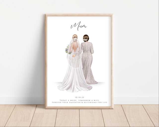 Mother Of The Bride Custom Print, Personalized Wedding Gift, Gift For Mom Dad, Print - image 1