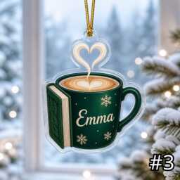 Personalized Coffee Mug Ornament Acrylic Christmas Gift, Custom Name Lover Ornament, Cute Cocoa Keepsake For Her - thumbnail 3