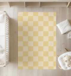 Checkered Yellow & Light Rug, Carpet, Kids Decor, Children's Room Decor, Kids Carpet - thumbnail 1