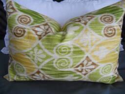 Ikat.pillow Cover.slip Covers.green Pillow Cover.brown Cover.neutrals.naturals.sun Kiss Yellow.home Decor.spring Decor Pillows.summer - thumbnail 1