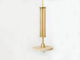Travertine Stone & Brass Eclectic Pendant Light Kitchen Island Lamp Diningroom Ceiling Entry - thumbnail 1