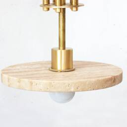 Travertine Stone & Brass Eclectic Pendant Light Kitchen Island Lamp Diningroom Ceiling Entry - thumbnail 4