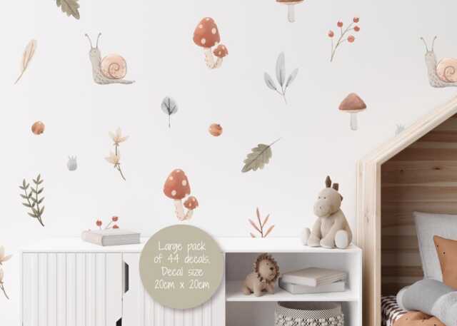 Woodland Nursery Wall Decals Forest Stickers, PVC-Free - 44 Decals - image 1