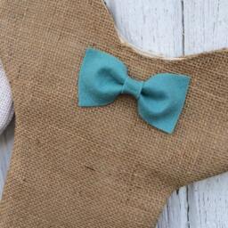 Burlap Dog Bone Christmas Stocking With Bow/Bow Tie - Puppy/Dog Stocking-Personalize Letter/Custom Colors-Rustic/Shabby Chic//Natural - thumbnail 3