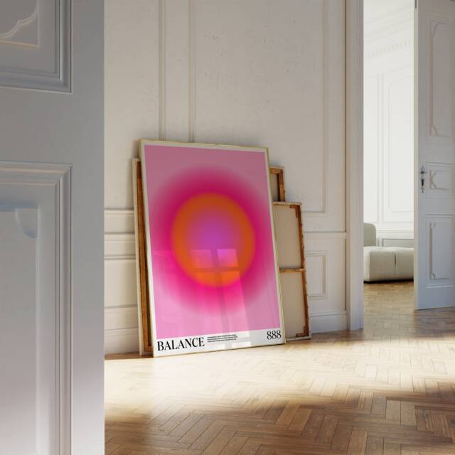 Angel Number 888 Print, Pink Gradient Spiritual Art - image 1