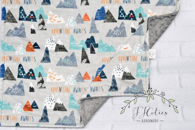 Personalized Baby Blanket - Mountain Blanket With Name-Minky Blanket-Woodland Blanket-Monogram Boy - image 1