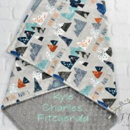 Personalized Baby Blanket - Mountain Blanket With Name-Minky Blanket-Woodland Blanket-Monogram Boy - thumbnail 2