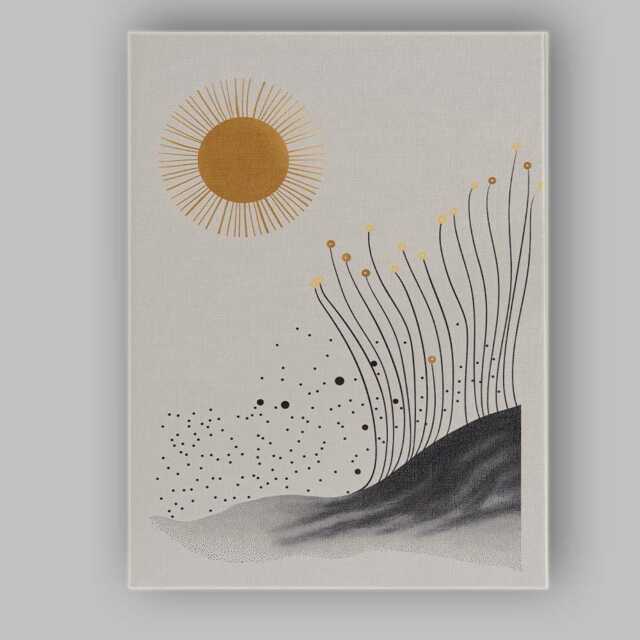 Minimalist Boho Sun Botanical Line Art Abstract Canvas Wall Print Decor Picture Ready To Hang - image 1