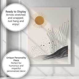 Minimalist Boho Sun Botanical Line Art Abstract Canvas Wall Print Decor Picture Ready To Hang - thumbnail 3